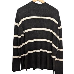 Black and White Striped Mock Neck Sweater sz. Small